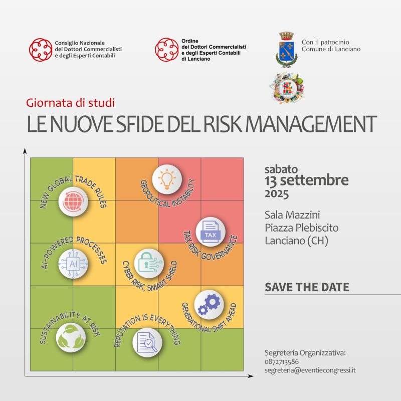 Giornata di studi Le nuove sfide del risk management - Lanciano 13 settembre 2025