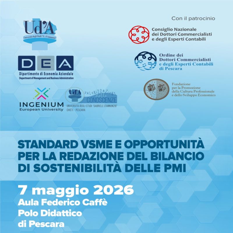 Convegno STANDARD VSME E OPPORTUNITÀ PER LA REDAZIONE DEL BILANCIO DI SOSTENIBILITÀ DELLE PMI - 7 maggio 2026