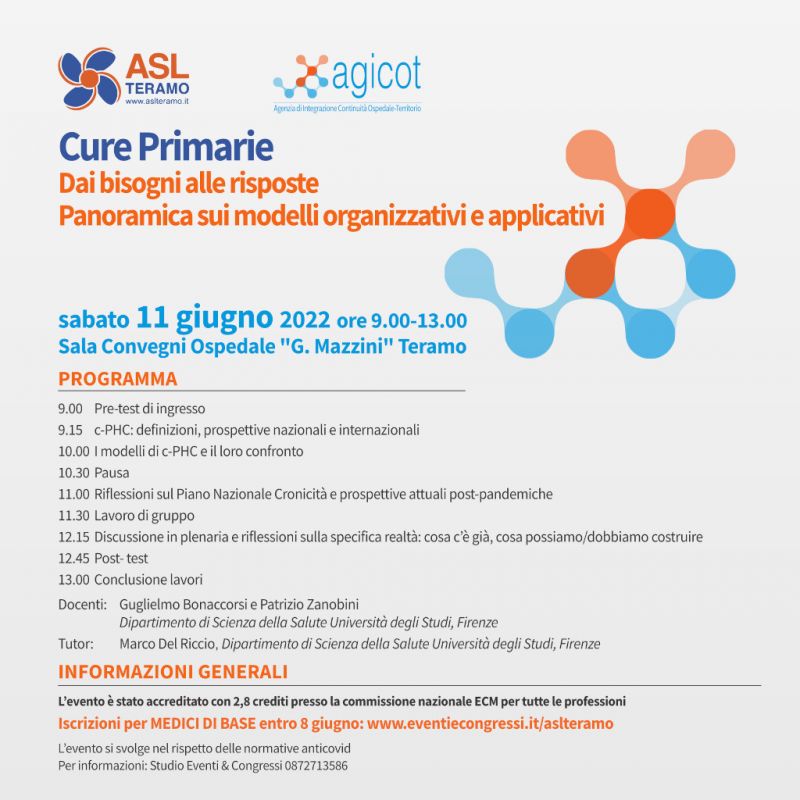 Cure Primarie - Dai bisogni alle risposte - Panoramica sui modelli organizzativi e applicativi - 11 giugno 2022